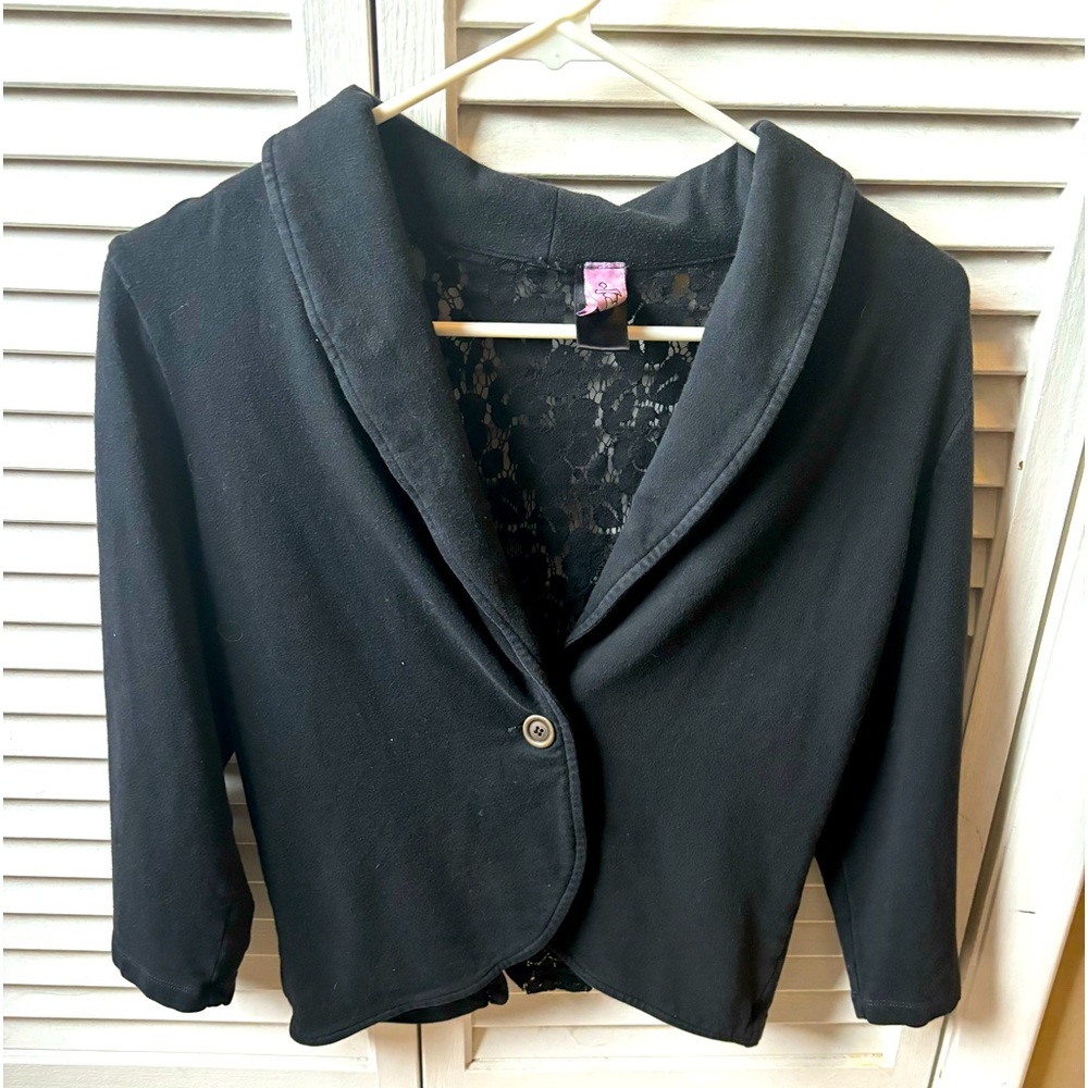 Medium black classy work jacket with lace backing